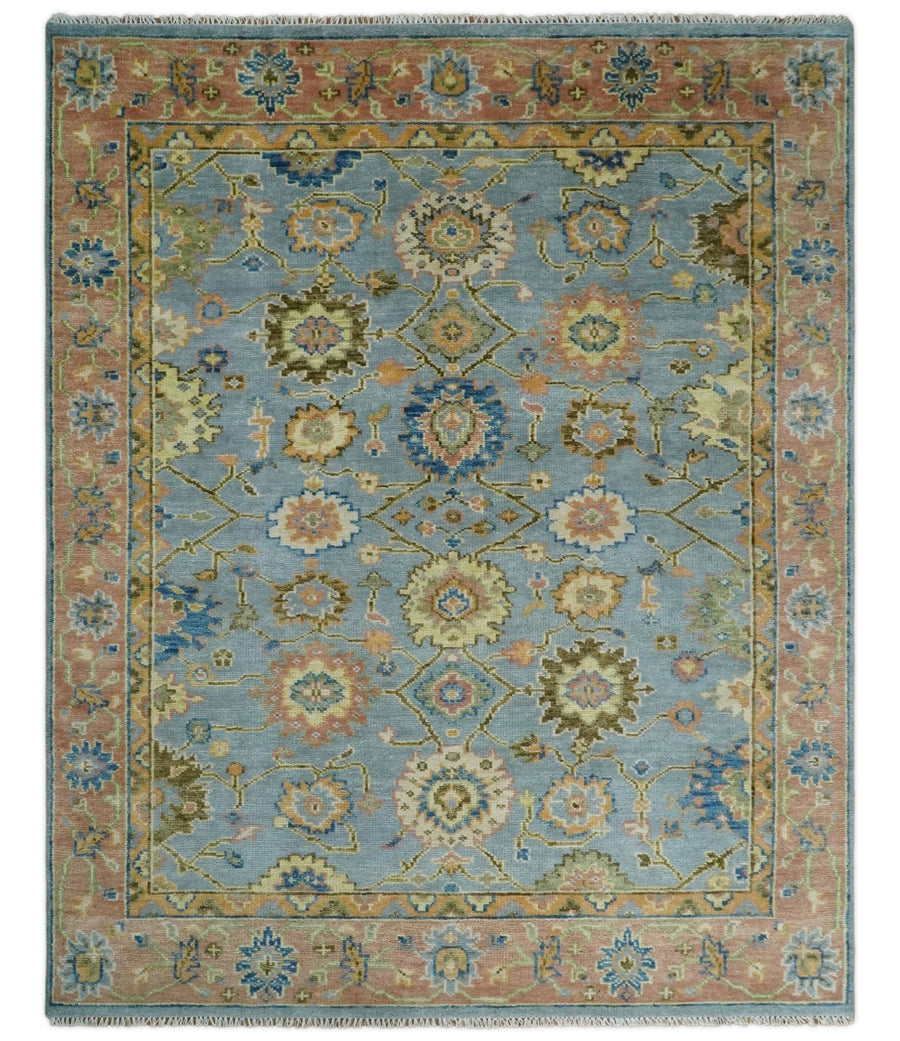 6x9, 8x10, 9x12, 10x14 and 12x15 Antique Traditional Persian Blue and Rust Area Rug | TRDCP131 - The Rug Decor