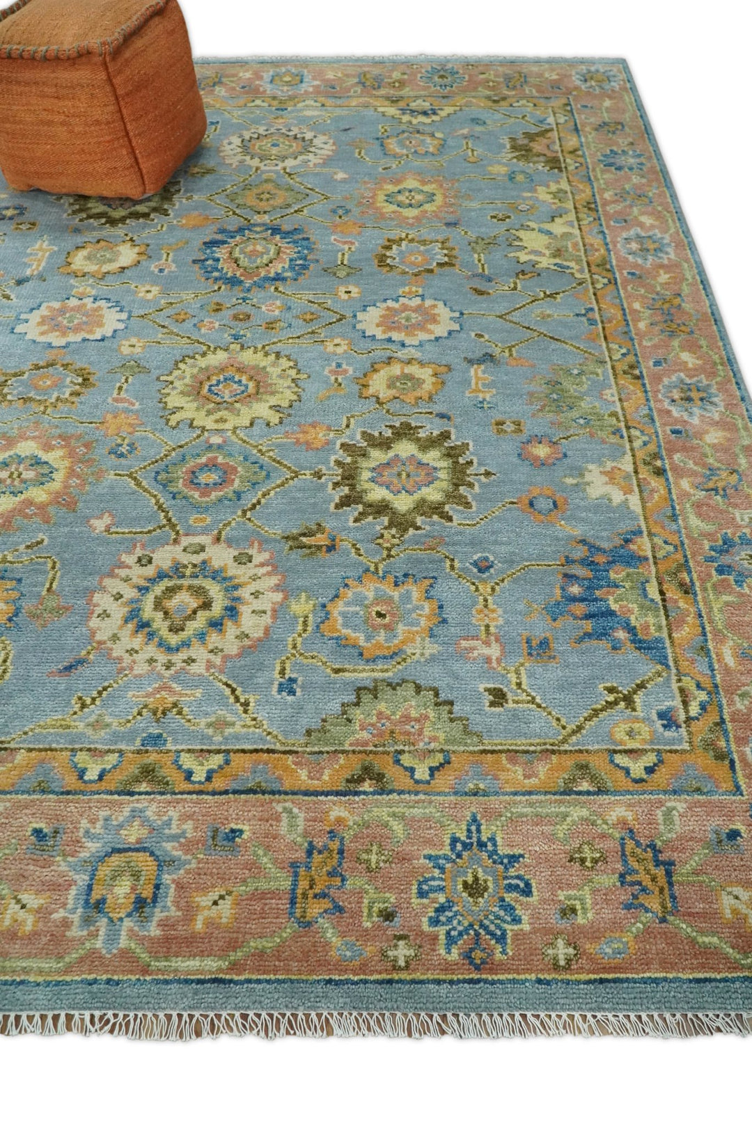 6x9, 8x10, 9x12, 10x14 and 12x15 Antique Traditional Persian Blue and Rust Area Rug | TRDCP131 - The Rug Decor