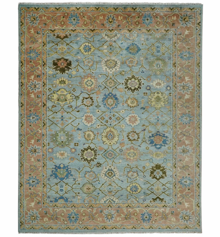 6x9, 8x10, 9x12, 10x14 and 12x15 Antique Traditional Persian Blue and Rust Area Rug | TRDCP131 - The Rug Decor