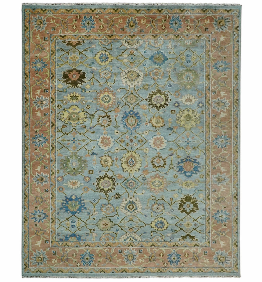 6x9, 8x10, 9x12, 10x14 and 12x15 Antique Traditional Persian Blue and Rust Area Rug | TRDCP131 - The Rug Decor