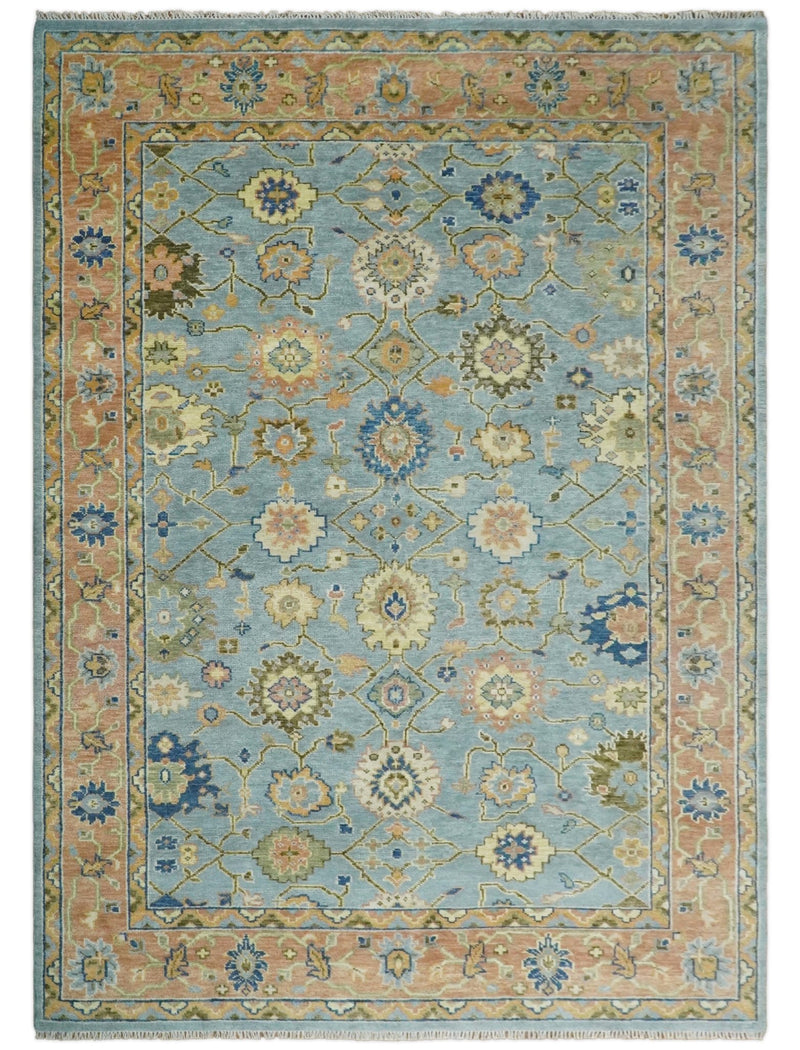 6x9, 8x10, 9x12, 10x14 and 12x15 Antique Traditional Persian Blue and Rust Area Rug | TRDCP131 - The Rug Decor