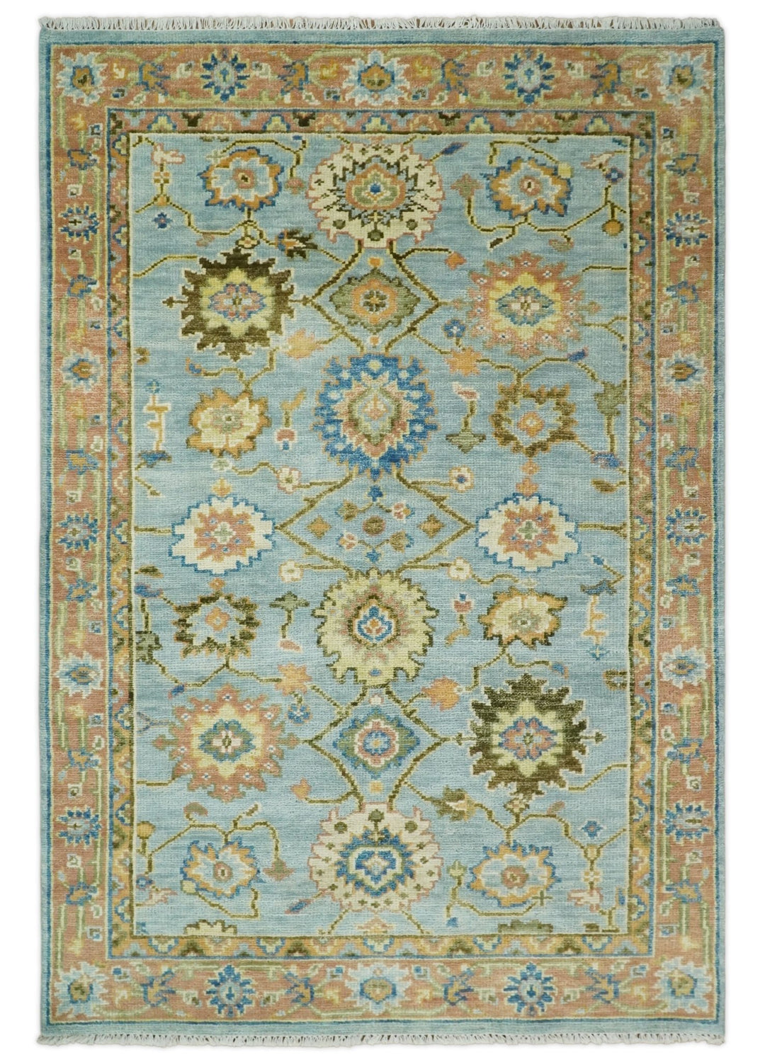 6x9, 8x10, 9x12, 10x14 and 12x15 Antique Traditional Persian Blue and Rust Area Rug | TRDCP131 - The Rug Decor
