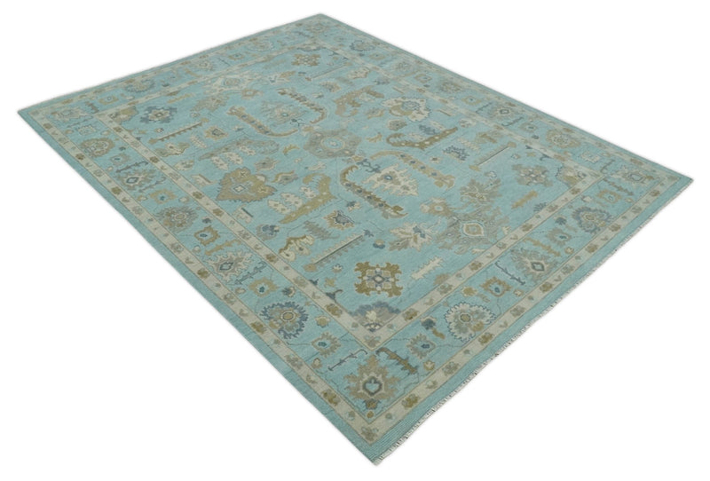 6x9, 8x10, 9x12, 10x14 and 12x15 Blue, Brown and Ivory Traditional Persian Oushak Wool Rug | NT4 - The Rug Decor