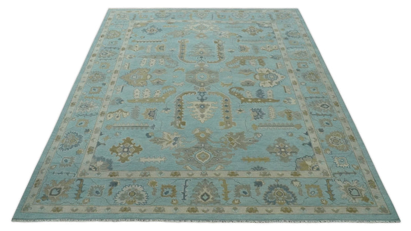 6x9, 8x10, 9x12, 10x14 and 12x15 Blue, Brown and Ivory Traditional Persian Oushak Wool Rug | NT4 - The Rug Decor