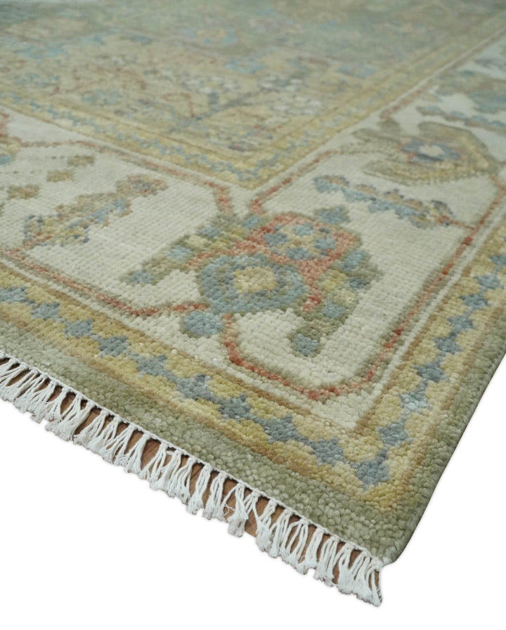 6x9, 8x10, 9x12, 10x14 and 12x15 Hand Knotted Olive and Ivory Traditional Vintage Heriz Serapi Antique Wool Rug | TRDCP1076 - The Rug Decor