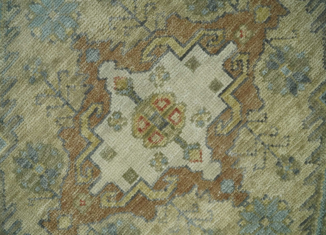 6x9, 8x10, 9x12, 10x14 and 12x15 Hand Knotted Olive and Ivory Traditional Vintage Heriz Serapi Antique Wool Rug | TRDCP1076 - The Rug Decor