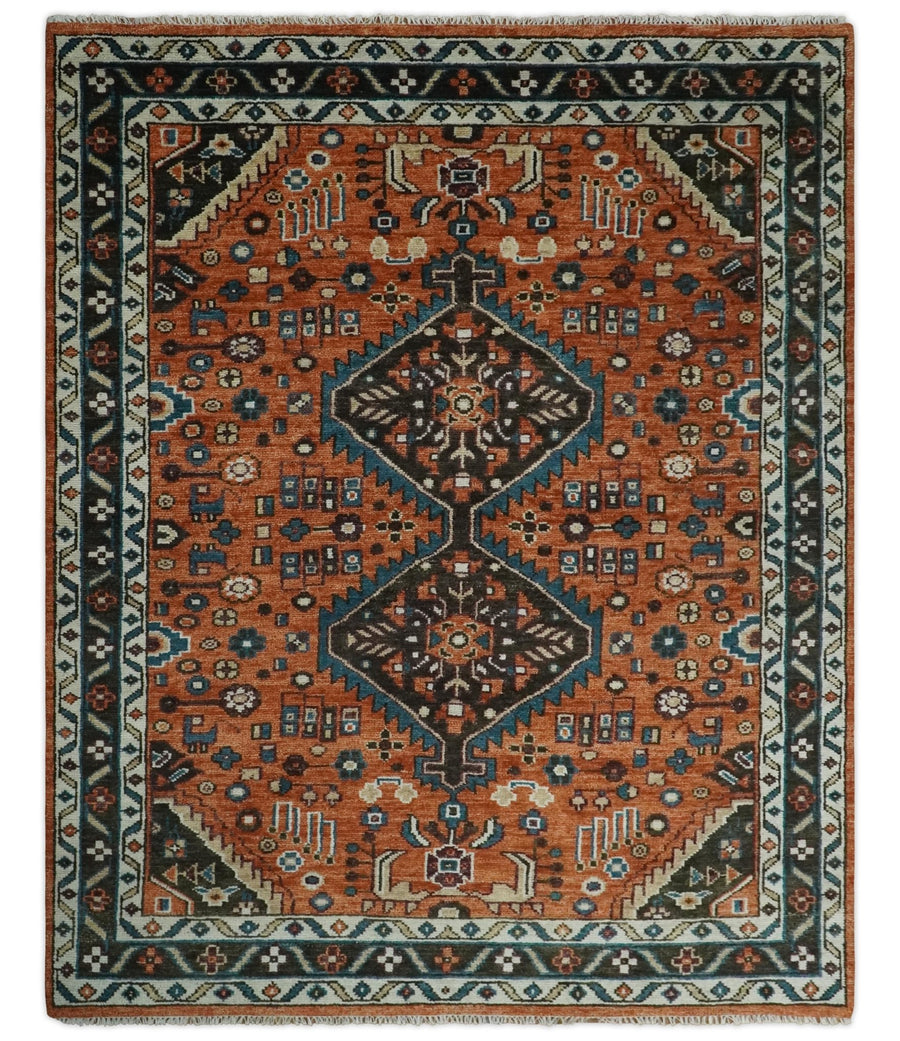 6x9, 8x10, 9x12, 10x14 and 12x15 Hand Knotted Rust, Ivory and Brown Oriental Traditional Persian Area Rug | TRDCP810 - The Rug Decor