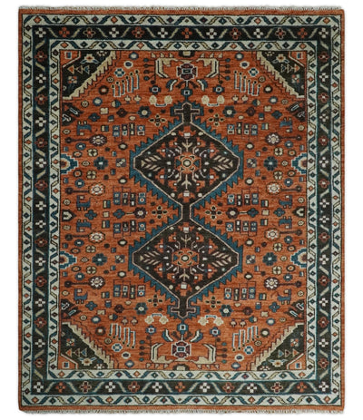 6x9, 8x10, 9x12, 10x14 and 12x15 Hand Knotted Rust, Ivory and Brown Oriental Traditional Persian Area Rug | TRDCP810 - The Rug Decor