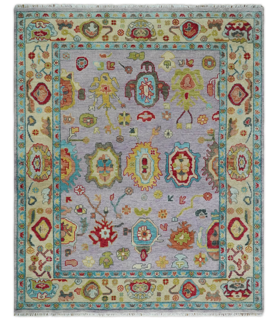 6x9, 8x10, 9x12, 10x14 and 12x15 Wool Traditional Persian Pink and Beige Vibrant Colorful Hand knotted Oushak Area Rug | TRDCP1046 - The Rug Decor