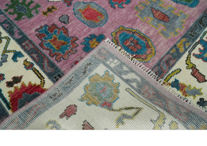 6x9, 8x10, 9x12, 10x14 and 12x15 Wool Traditional Persian Pink and Ivory Vibrant Colorful Hand knotted Oushak Area Rug | TRDCP1066 - The Rug Decor