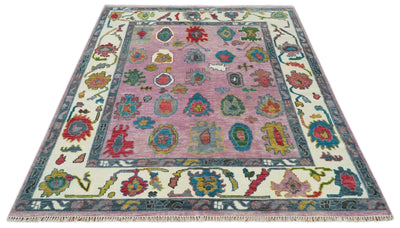 6x9, 8x10, 9x12, 10x14 and 12x15 Wool Traditional Persian Pink and Ivory Vibrant Colorful Hand knotted Oushak Area Rug | TRDCP1066 - The Rug Decor