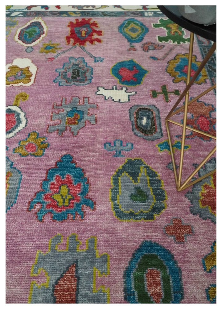 6x9, 8x10, 9x12, 10x14 and 12x15 Wool Traditional Persian Pink and Ivory Vibrant Colorful Hand knotted Oushak Area Rug | TRDCP1066 - The Rug Decor
