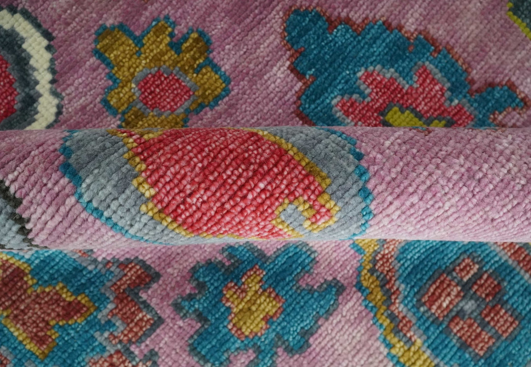 6x9, 8x10, 9x12, 10x14 and 12x15 Wool Traditional Persian Pink and Ivory Vibrant Colorful Hand knotted Oushak Area Rug | TRDCP1066 - The Rug Decor