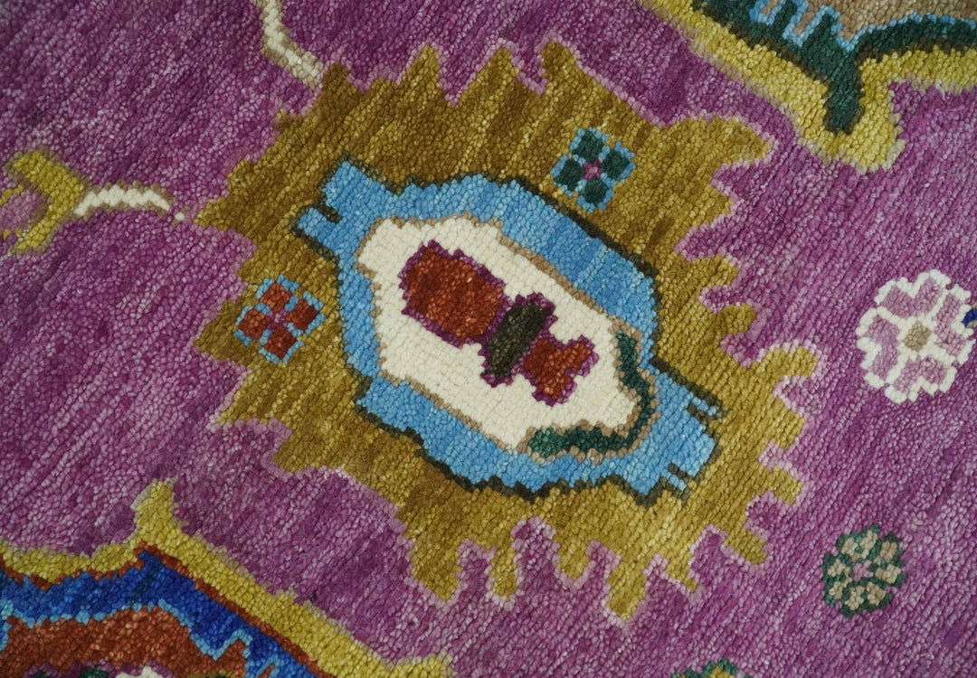 6x9, 8x10, 9x12, 10x14 and 12x15 Wool Traditional Persian Purple and Ivory Vibrant Colorful Hand knotted Oushak Area Rug | TRDCP1065 - The Rug Decor