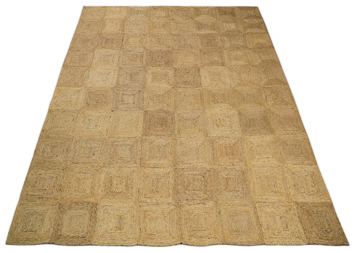 6x9 and 8x10 Hand Woven 100% Natural Fiber Brown Natural Jute and Wool Rug | JR16 - The Rug Decor