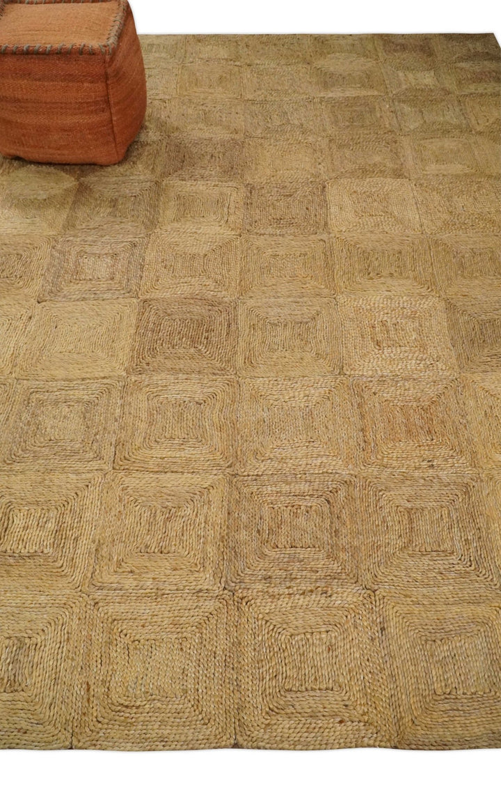 6x9 and 8x10 Hand Woven 100% Natural Fiber Brown Natural Jute and Wool Rug | JR16 - The Rug Decor