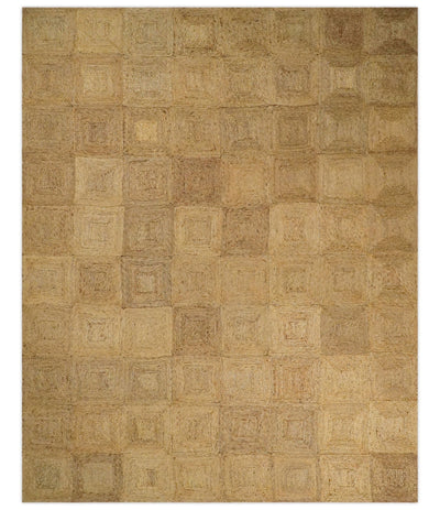 6x9 and 8x10 Hand Woven 100% Natural Fiber Brown Natural Jute and Wool Rug | JR16 - The Rug Decor