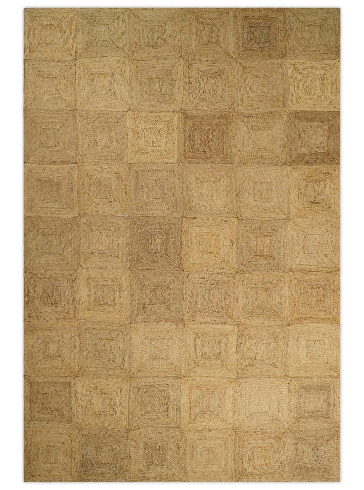 6x9 and 8x10 Hand Woven 100% Natural Fiber Brown Natural Jute and Wool Rug | JR16 - The Rug Decor