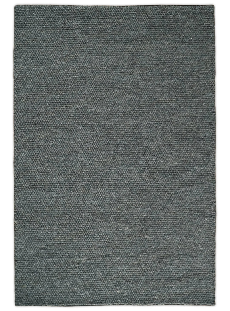 6x9 and 8x10 Solid Charcoal Gray Wool Blend Felted Chunky Hand Woven Area Rug | DOV2 - The Rug Decor