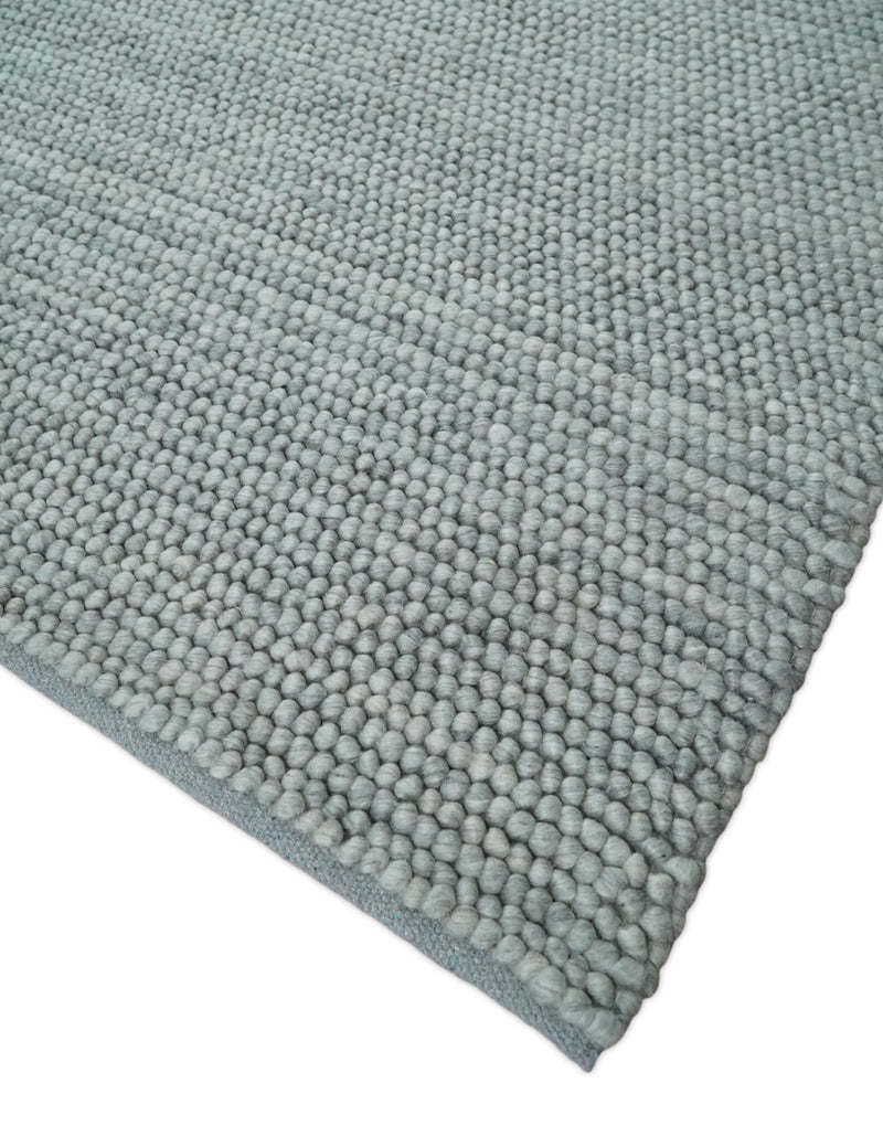6x9 and 8x10 Solid Gray Wool Blend Felted Chunky Hand Woven Area Rug | DOV5 - The Rug Decor