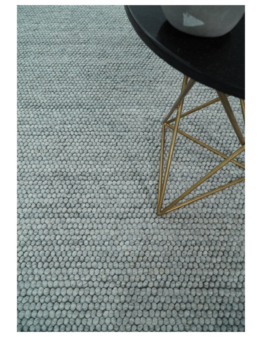 6x9 and 8x10 Solid Gray Wool Blend Felted Chunky Hand Woven Area Rug | DOV5 - The Rug Decor
