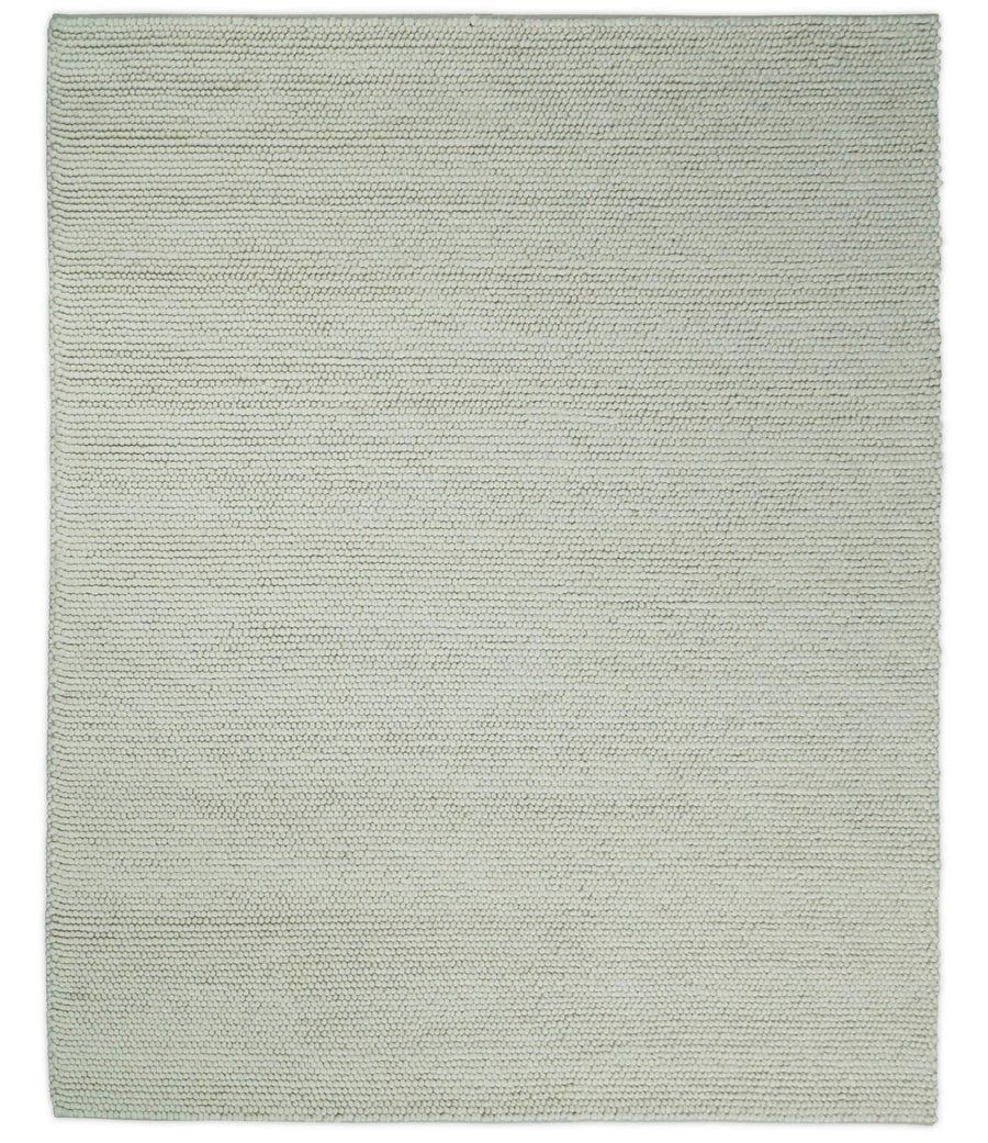 6x9 and 8x10 Solid Ivory Wool Blend Felted Chunky Hand Woven Area Rug | DOV1 - The Rug Decor