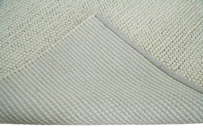 6x9 and 8x10 Solid Ivory Wool Blend Felted Chunky Hand Woven Area Rug | DOV1 - The Rug Decor