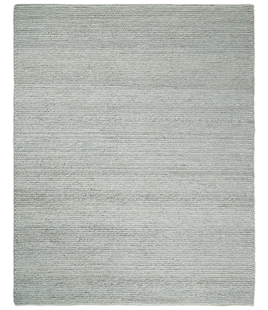 6x9 and 8x10 Solid Silver Wool Blend Felted Chunky Hand Woven Area Rug | DOV4 - The Rug Decor