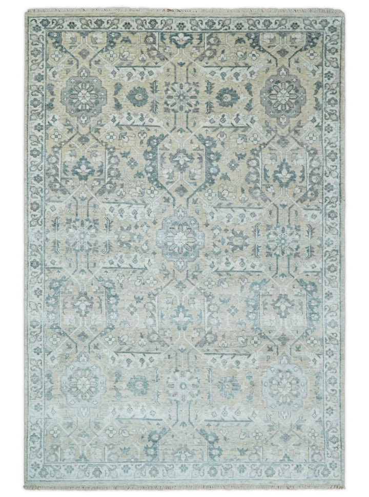 6x9 and 8x11 Beige and Gray Bamboo Silk and Wool Traditional Persian Antique Area Rug | TRDCP201 - The Rug Decor