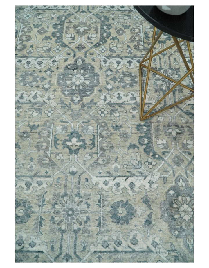 6x9 and 8x11 Beige and Gray Bamboo Silk and Wool Traditional Persian Antique Area Rug | TRDCP201 - The Rug Decor