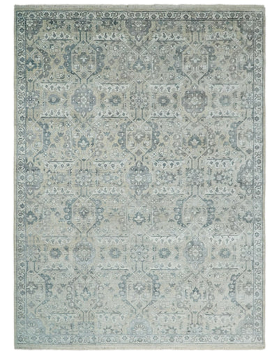 6x9 and 8x11 Beige and Gray Bamboo Silk and Wool Traditional Persian Antique Area Rug | TRDCP201 - The Rug Decor