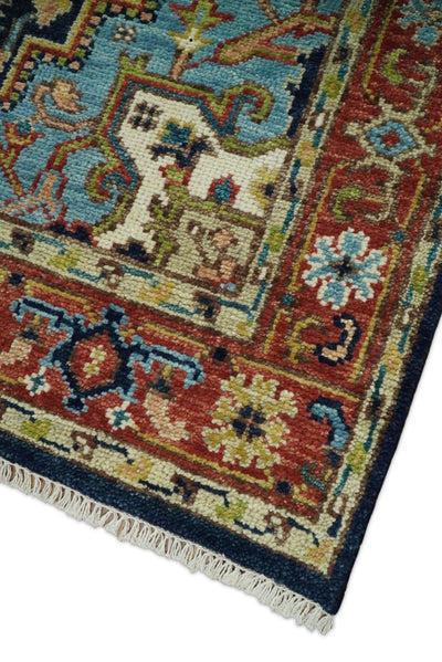 6x9 Blue and Rust Hand Knotted Wool Antique Vintage Persian Area Rug | TRDCP19269 - The Rug Decor