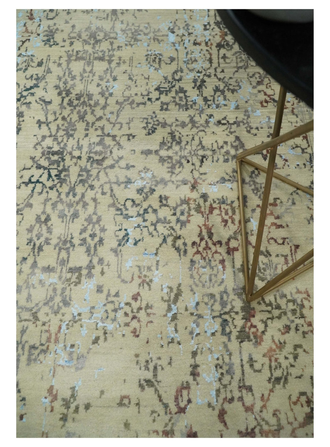 6x9 Fine Hand Knotted Beige and Rust Traditional Vintage Persian Style Antique Wool and Silk Rug | AGR2 - The Rug Decor