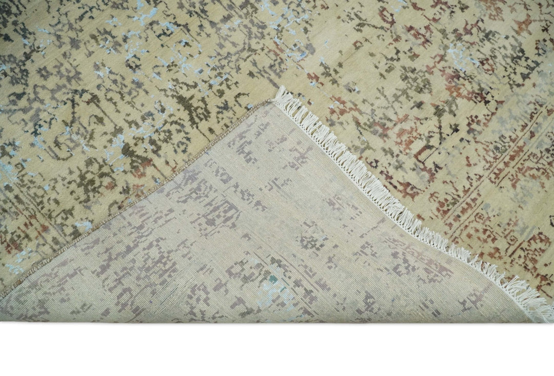 6x9 Fine Hand Knotted Beige and Rust Traditional Vintage Persian Style Antique Wool and Silk Rug | AGR2 - The Rug Decor