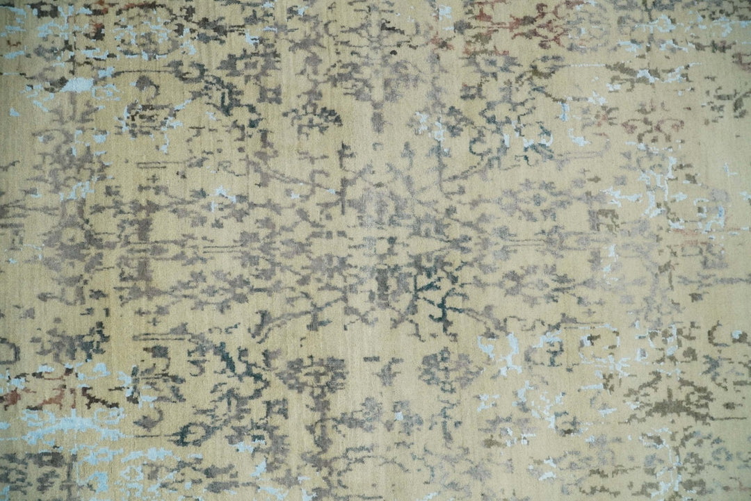 6x9 Fine Hand Knotted Beige and Rust Traditional Vintage Persian Style Antique Wool and Silk Rug | AGR2 - The Rug Decor