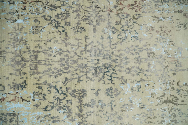 6x9 Fine Hand Knotted Beige and Rust Traditional Vintage Persian Style Antique Wool and Silk Rug | AGR2 - The Rug Decor