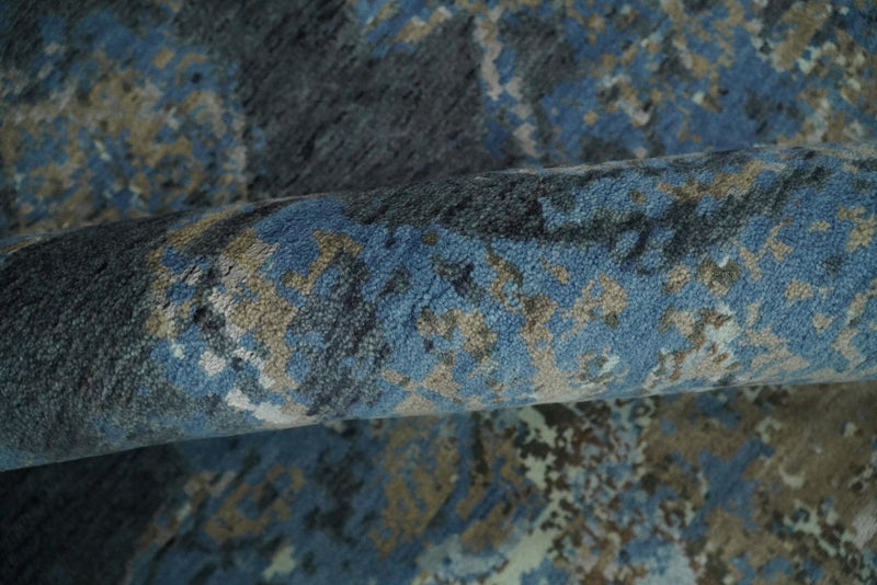 6x9 Fine Hand Knotted Blue, Gray and Brown Modern Abstract Wool Area Rug | AGR3 - The Rug Decor