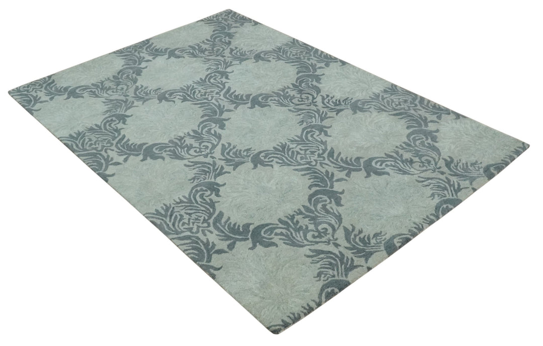 6x9 Gray and Charcoal Ikat Pattern Hand Tufted Wool Area Rug - The Rug Decor