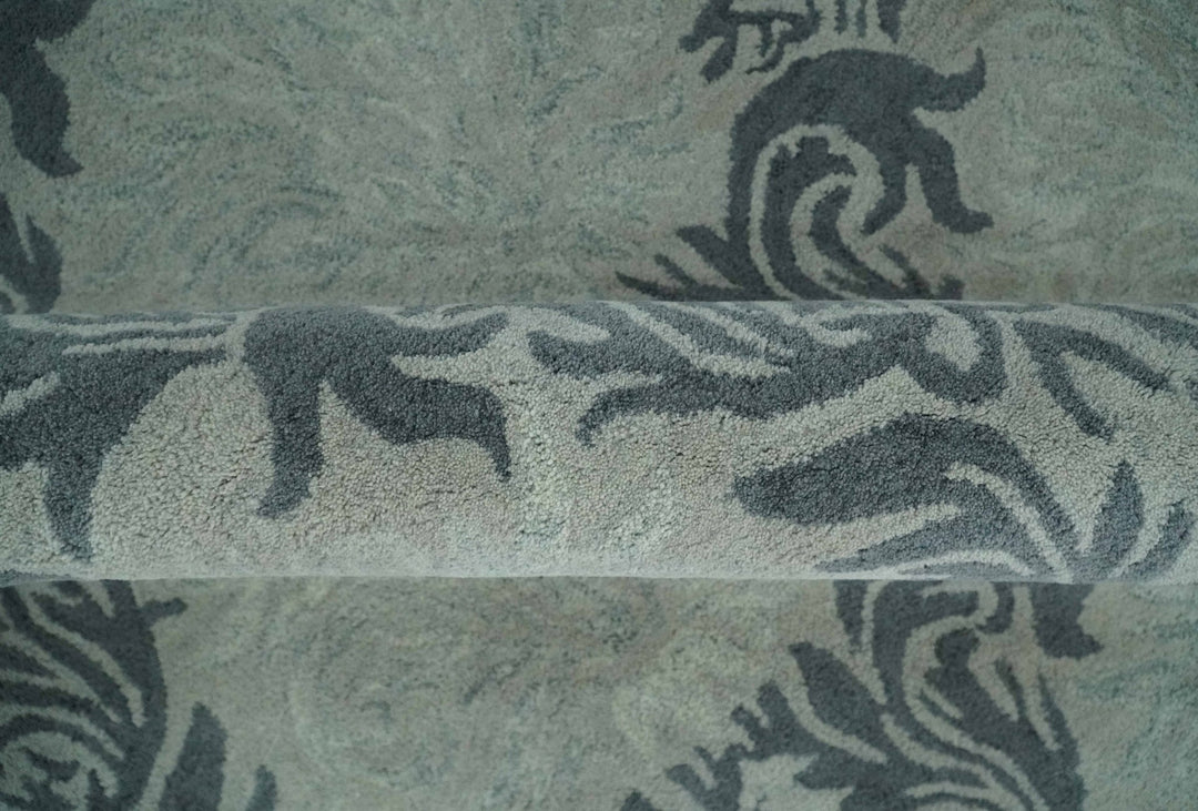 6x9 Gray and Charcoal Ikat Pattern Hand Tufted Wool Area Rug - The Rug Decor