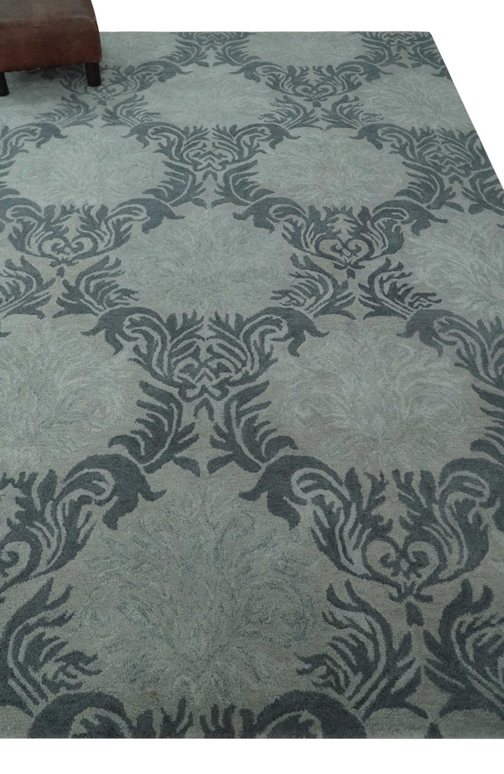 6x9 Gray and Charcoal Ikat Pattern Hand Tufted Wool Area Rug - The Rug Decor