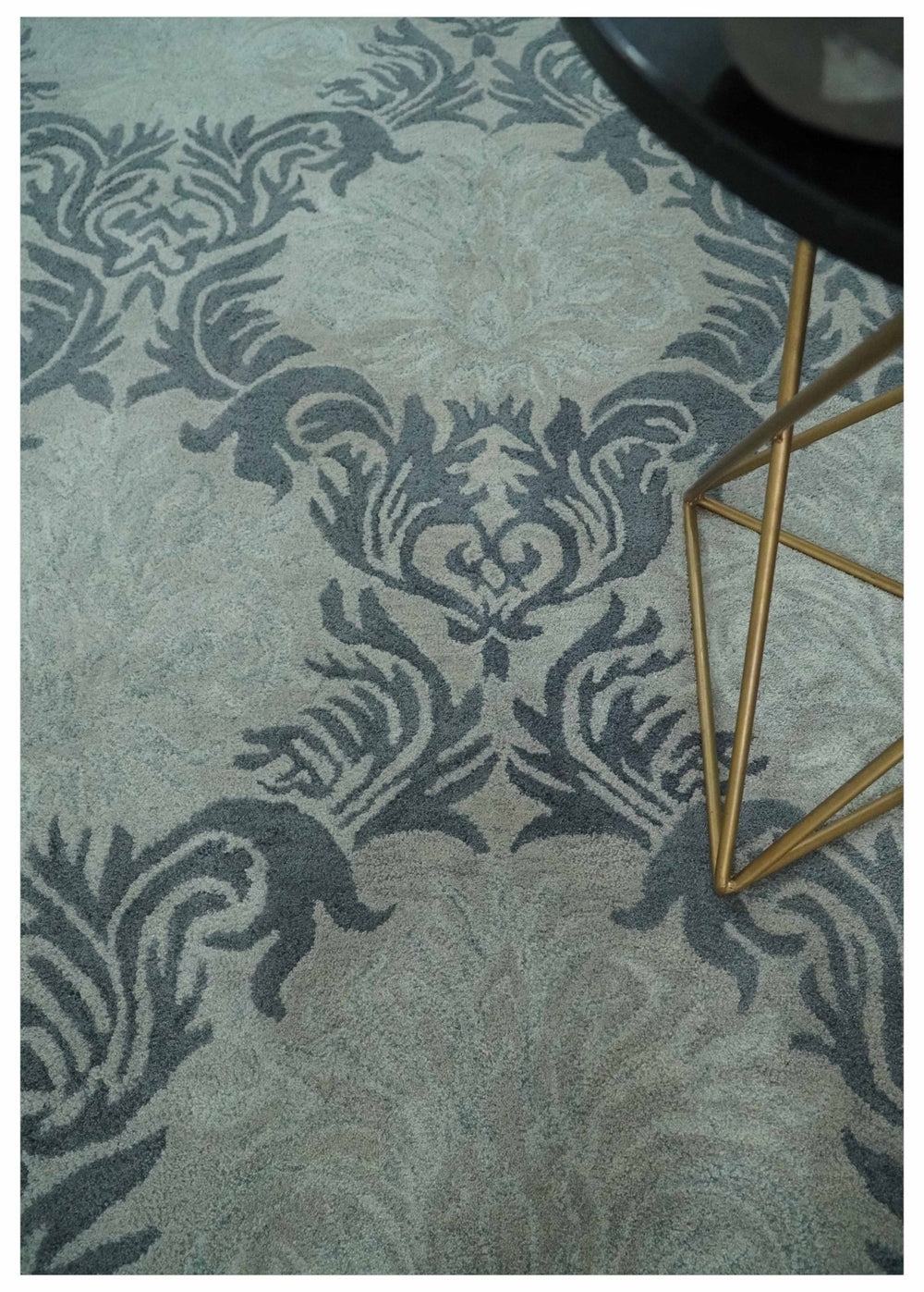 6x9 Gray and Charcoal Ikat Pattern Hand Tufted Wool Area Rug - The Rug Decor