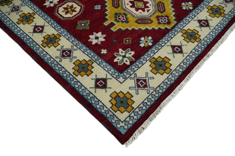 6x9 Hand Knotted Antique Kazak Red and Beige Traditional Tribal Armenian Rug | KZA16 - The Rug Decor