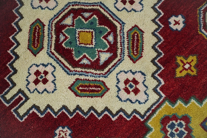 6x9 Hand Knotted Antique Kazak Red and Beige Traditional Tribal Armenian Rug | KZA16 - The Rug Decor