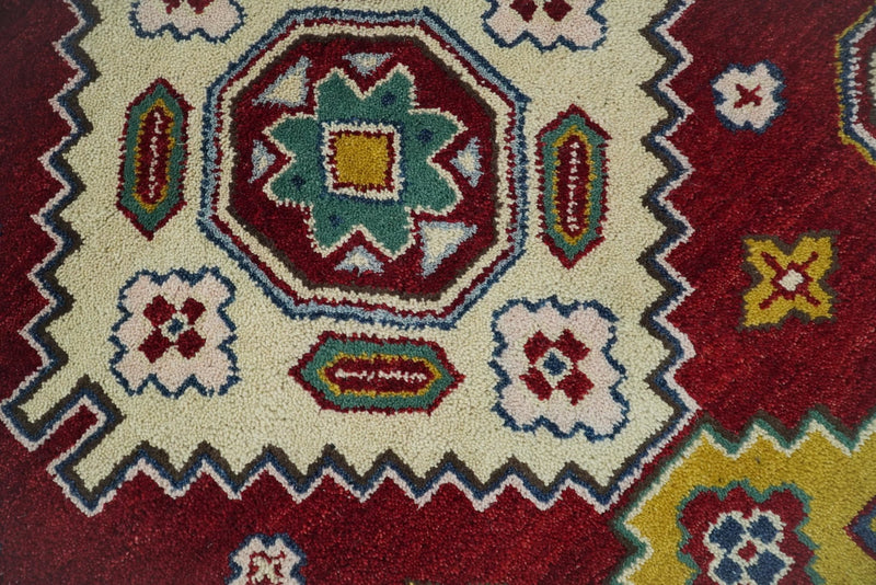 6x9 Hand Knotted Antique Kazak Red and Beige Traditional Tribal Armenian Rug | KZA16 - The Rug Decor