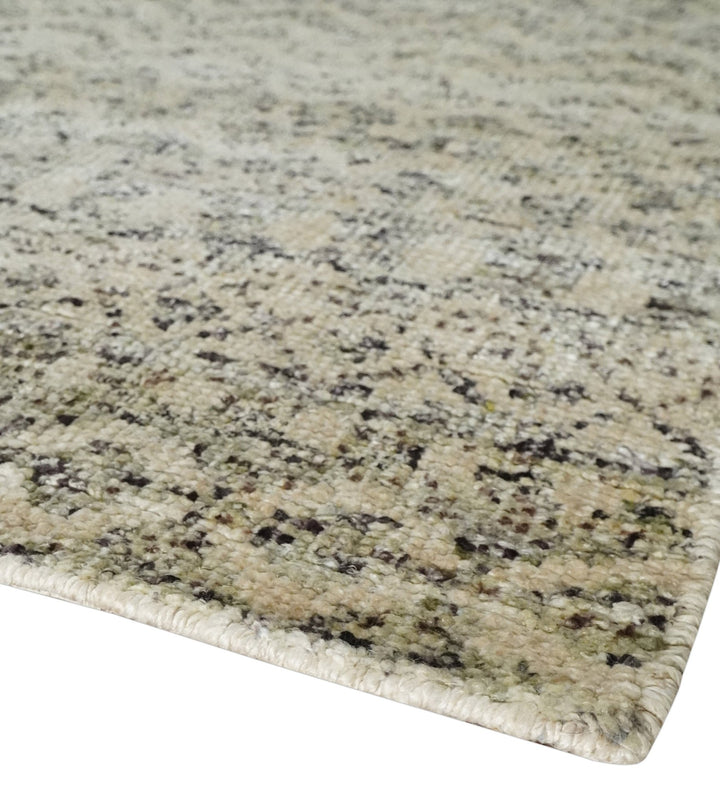 6x9 Hand Knotted Ivory, Camel and Charcoal Modern Contemporary Southwestern Tribal Trellis Recycled wool Area Rug - The Rug Decor