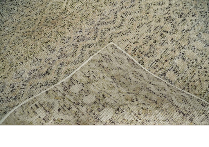 6x9 Hand Knotted Ivory, Camel and Charcoal Modern Contemporary Southwestern Tribal Trellis Recycled wool Area Rug - The Rug Decor