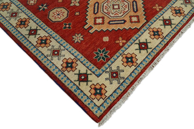 6x9 Hand Knotted traditional Kazak Rust and Beige Traditional Armenian Rug | KZA13 - The Rug Decor