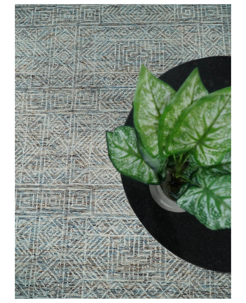 6x9 Hand Tufted Gray and Multicolor Tribal Southwestern Wool Area Rug | TRDMA92 - The Rug Decor