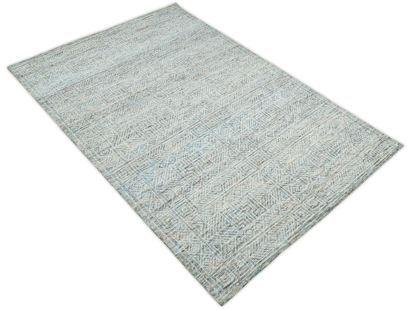 6x9 Hand Tufted Gray and Multicolor Tribal Southwestern Wool Area Rug | TRDMA92 - The Rug Decor