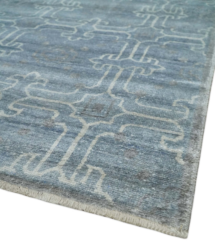 6x9 Hand Woven Silver, Charcoal and Ivory Low pile wool area Rug - The Rug Decor